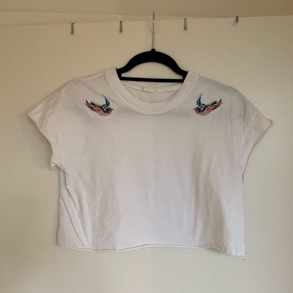 Cropped Embroidered Tee - Picture 2 of 2